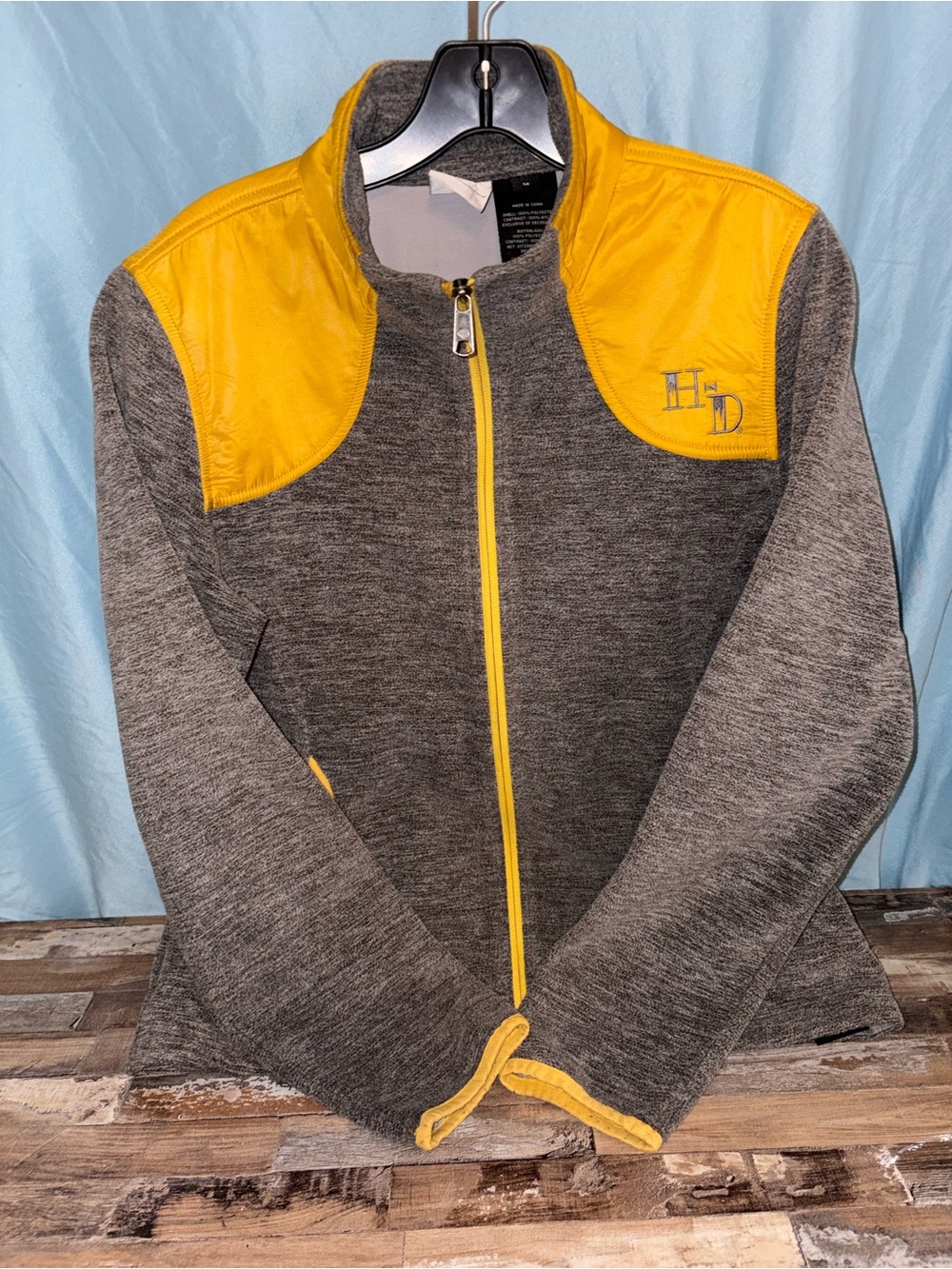Harley-Davidson Gray and Yellow Full-Zip Varsity Jacket